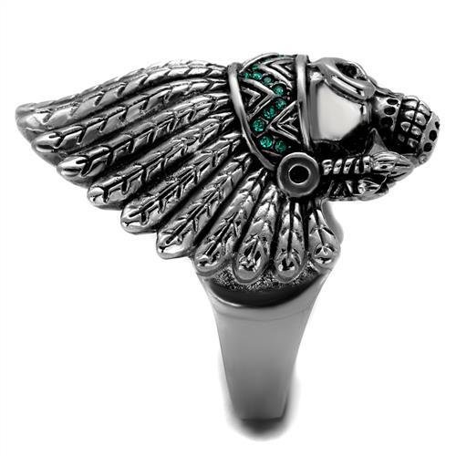 TK2245 - High polished (no plating) Stainless Steel Ring with Top Grade Crystal  in Emerald-3