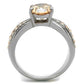 TK2249 - High polished (no plating) Stainless Steel Ring with AAA Grade CZ  in Champagne-2