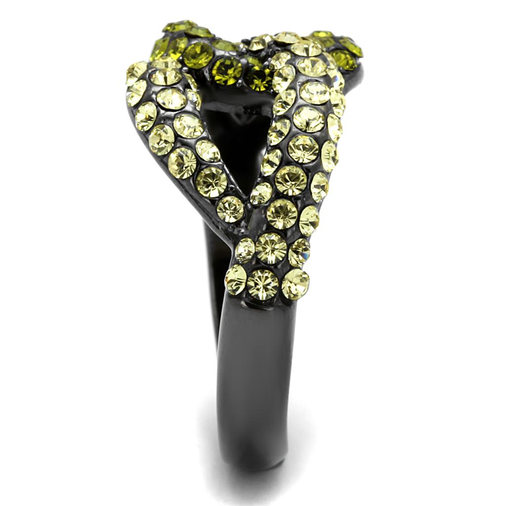 TK2251LJ - IP Light Black  (IP Gun) Stainless Steel Ring with Top Grade Crystal  in Multi Color-3