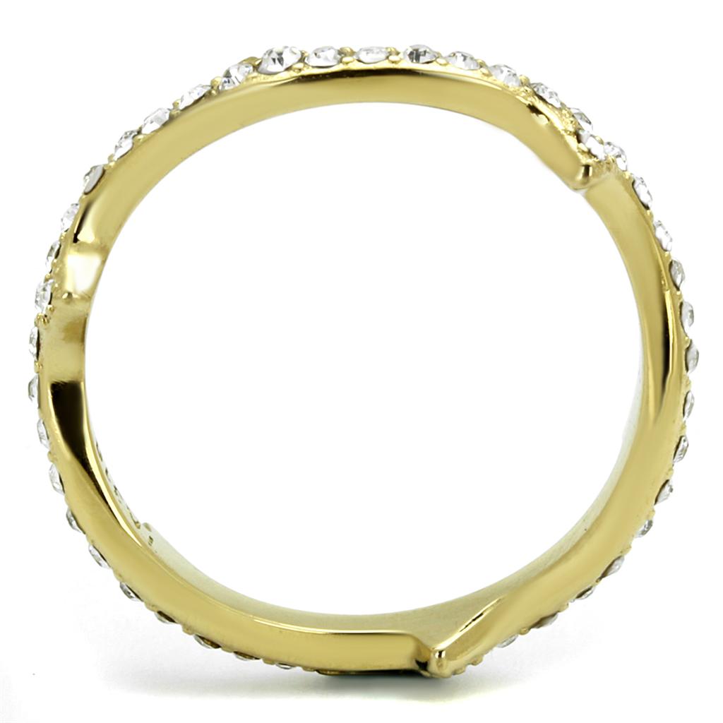 TK2255 - IP Gold(Ion Plating) Stainless Steel Ring with Top Grade Crystal  in Clear-2
