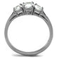 TK2260 - High polished (no plating) Stainless Steel Ring with AAA Grade CZ  in Clear-2