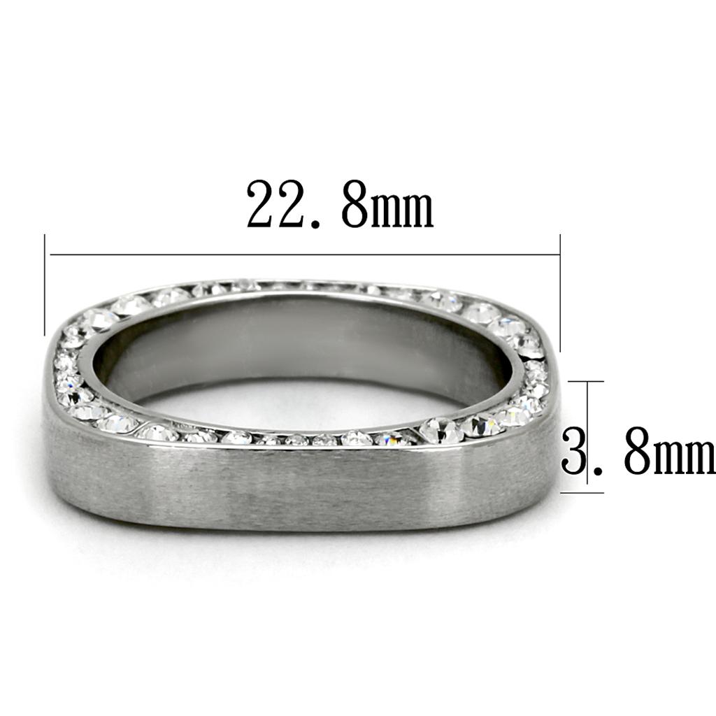 TK2261 - High polished (no plating) Stainless Steel Ring with Top Grade Crystal  in Clear-1