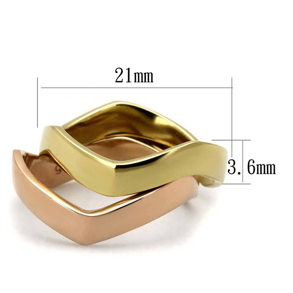 TK2265 - IP Gold & IP Rose Gold (Ion Plating) Stainless Steel Ring with No Stone-1