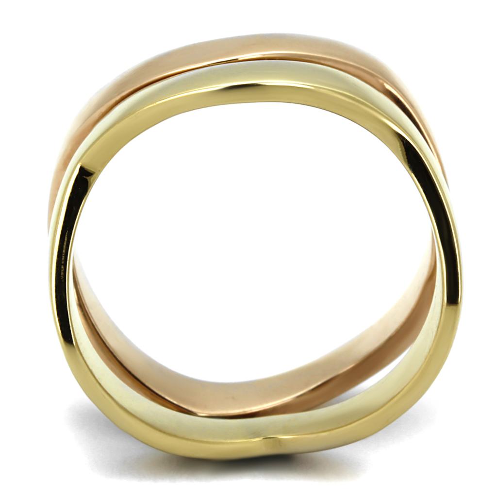 TK2265 - IP Gold & IP Rose Gold (Ion Plating) Stainless Steel Ring with No Stone-2
