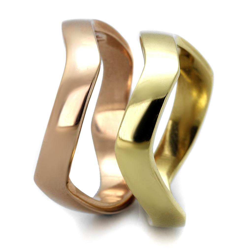 TK2265 - IP Gold & IP Rose Gold (Ion Plating) Stainless Steel Ring with No Stone-3