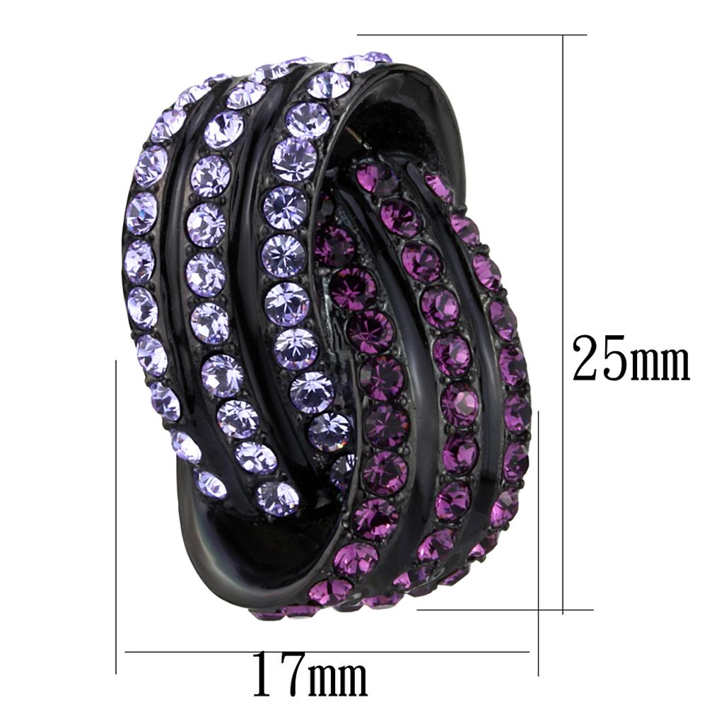 TK2269 - IP Black(Ion Plating) Stainless Steel Earrings with Top Grade Crystal  in Multi Color-1