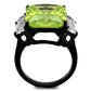 TK2275 - IP Black(Ion Plating) Stainless Steel Ring with AAA Grade CZ  in Apple Green color-2
