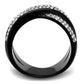TK2278 - Two-Tone IP Black (Ion Plating) Stainless Steel Ring with Top Grade Crystal  in Clear-2