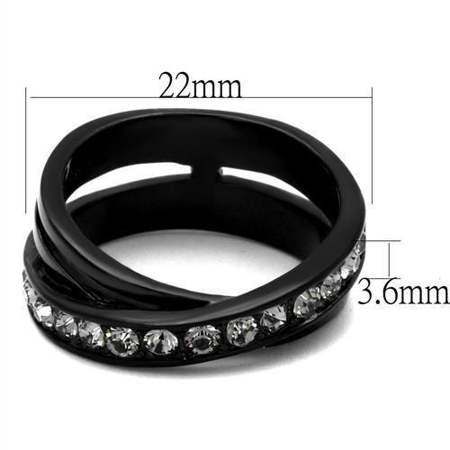 TK2281 - IP Black(Ion Plating) Stainless Steel Ring with Top Grade Crystal  in Black Diamond-1