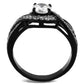 TK2282 - Two-Tone IP Black (Ion Plating) Stainless Steel Ring with AAA Grade CZ  in Clear-2