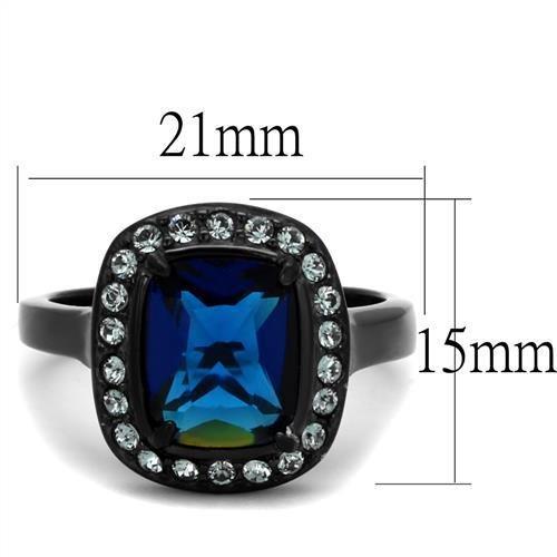 TK2283 - Two-Tone IP Black (Ion Plating) Stainless Steel Ring with Synthetic Synthetic Glass in Montana-1