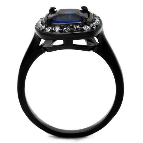 TK2283 - Two-Tone IP Black (Ion Plating) Stainless Steel Ring with Synthetic Synthetic Glass in Montana-2