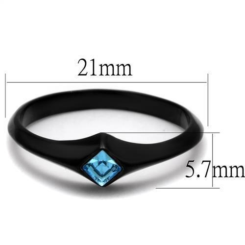 TK2284 - IP Black(Ion Plating) Stainless Steel Ring with Top Grade Crystal  in Sea Blue-1
