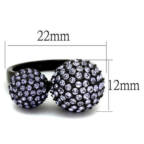 TK2285 - IP Black(Ion Plating) Stainless Steel Ring with Top Grade Crystal  in Multi Color-1