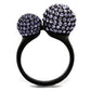 TK2285 - IP Black(Ion Plating) Stainless Steel Ring with Top Grade Crystal  in Multi Color-2