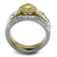 TK2291 - Two-Tone IP Gold (Ion Plating) Stainless Steel Ring with AAA Grade CZ  in Topaz-2