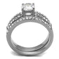 TK2292 - High polished (no plating) Stainless Steel Ring with AAA Grade CZ  in Clear-2