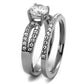 TK2292 - High polished (no plating) Stainless Steel Ring with AAA Grade CZ  in Clear-3
