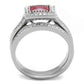 TK2293 - High polished (no plating) Stainless Steel Ring with AAA Grade CZ  in Ruby-2