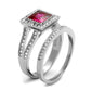 TK2293 - High polished (no plating) Stainless Steel Ring with AAA Grade CZ  in Ruby-3