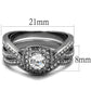 TK2296 - High polished (no plating) Stainless Steel Ring with AAA Grade CZ  in Clear-1