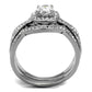 TK2296 - High polished (no plating) Stainless Steel Ring with AAA Grade CZ  in Clear-2