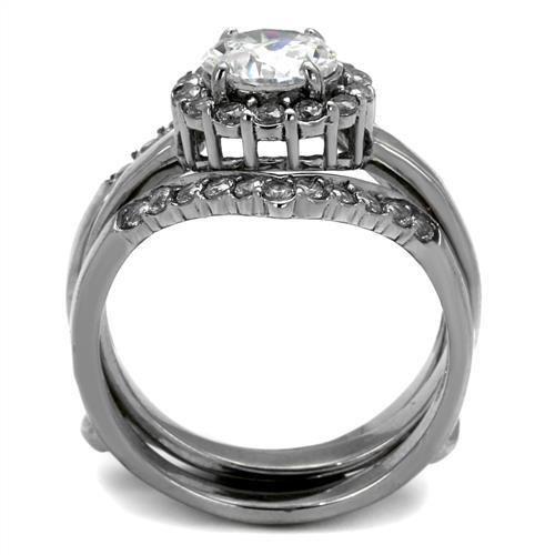 TK2297 - High polished (no plating) Stainless Steel Ring with AAA Grade CZ  in Clear-2