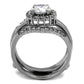 TK2297 - High polished (no plating) Stainless Steel Ring with AAA Grade CZ  in Clear-2