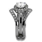 TK2297 - High polished (no plating) Stainless Steel Ring with AAA Grade CZ  in Clear-3