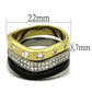 TK2299 - IP Gold+ IP Black (Ion Plating) Stainless Steel Ring with Top Grade Crystal  in Clear-1