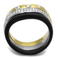 TK2299 - IP Gold+ IP Black (Ion Plating) Stainless Steel Ring with Top Grade Crystal  in Clear-2