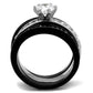 TK2304 - Two-Tone IP Black (Ion Plating) Stainless Steel Ring with AAA Grade CZ  in Clear-2