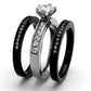 TK2304 - Two-Tone IP Black (Ion Plating) Stainless Steel Ring with AAA Grade CZ  in Clear-3