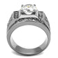 TK2305 - High polished (no plating) Stainless Steel Ring with AAA Grade CZ  in Clear-2