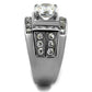 TK2305 - High polished (no plating) Stainless Steel Ring with AAA Grade CZ  in Clear-3
