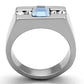 TK2307 - High polished (no plating) Stainless Steel Ring with Top Grade Crystal  in Aquamarine-2
