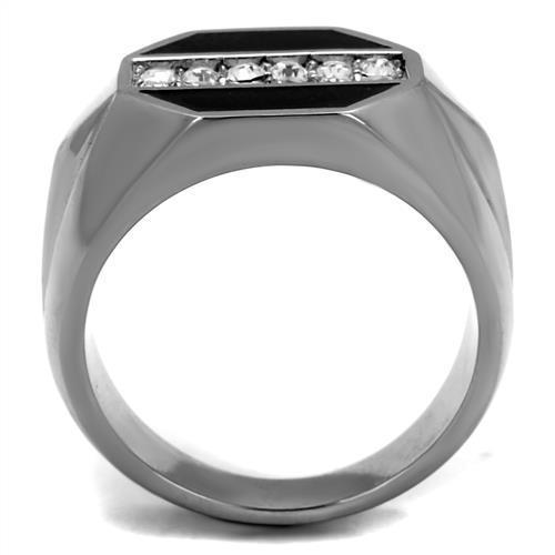 TK2309 - High polished (no plating) Stainless Steel Ring with Top Grade Crystal  in Clear-2
