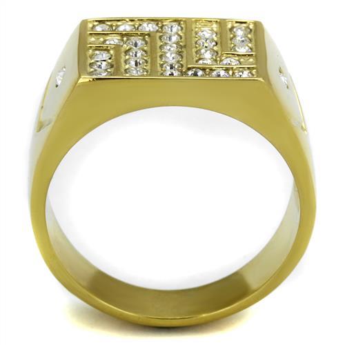 TK2311 - IP Gold(Ion Plating) Stainless Steel Ring with Top Grade Crystal  in Clear-2
