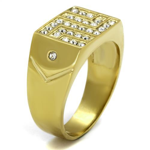 TK2311 - IP Gold(Ion Plating) Stainless Steel Ring with Top Grade Crystal  in Clear-3