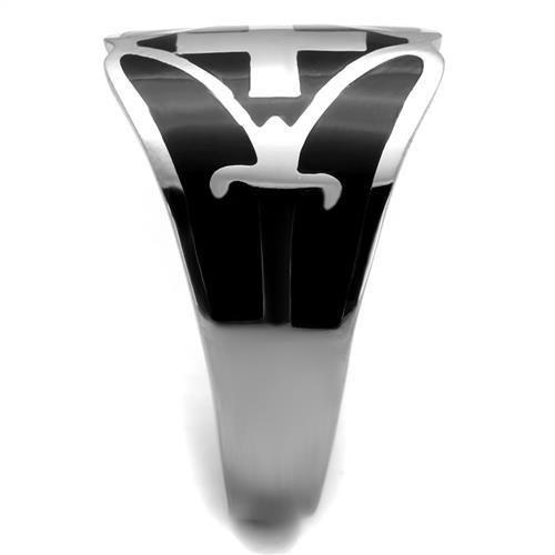 TK2314 - High polished (no plating) Stainless Steel Ring with Epoxy  in Jet-3