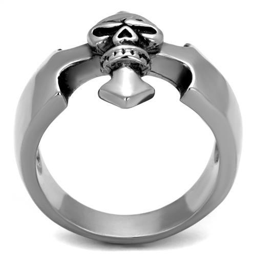 TK2318 - High polished (no plating) Stainless Steel Ring with Epoxy  in Jet-2