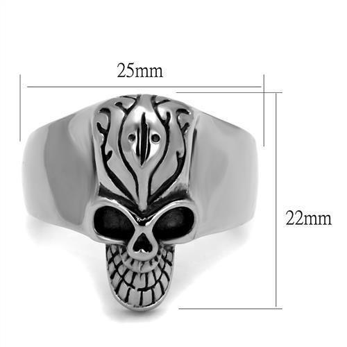 TK2324 - High polished (no plating) Stainless Steel Ring with Epoxy  in Jet-1