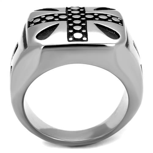 TK2331 - High polished (no plating) Stainless Steel Ring with Epoxy  in Jet-2