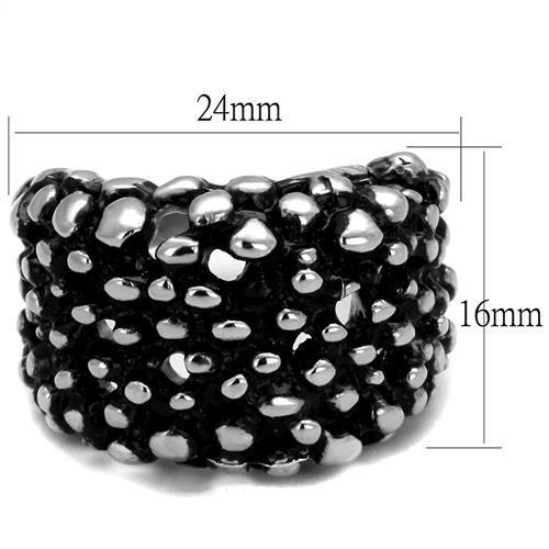 TK2334 - High polished (no plating) Stainless Steel Ring with Epoxy  in Jet-1