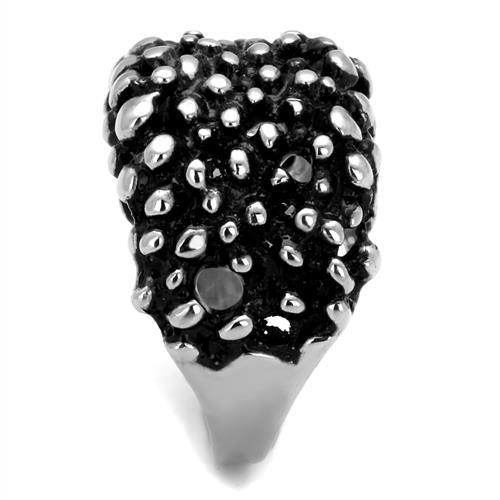 TK2334 - High polished (no plating) Stainless Steel Ring with Epoxy  in Jet-3