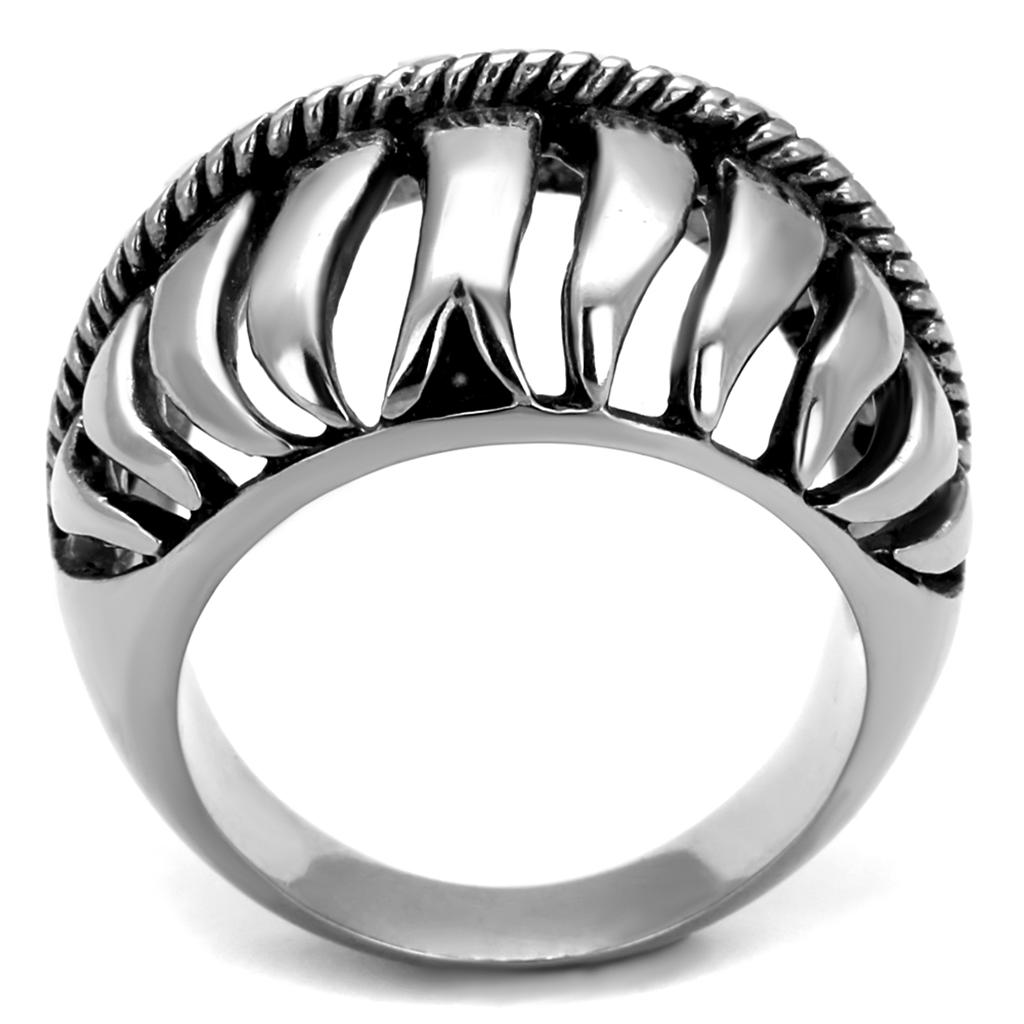 TK2341 - High polished (no plating) Stainless Steel Ring with Epoxy  in Jet-2