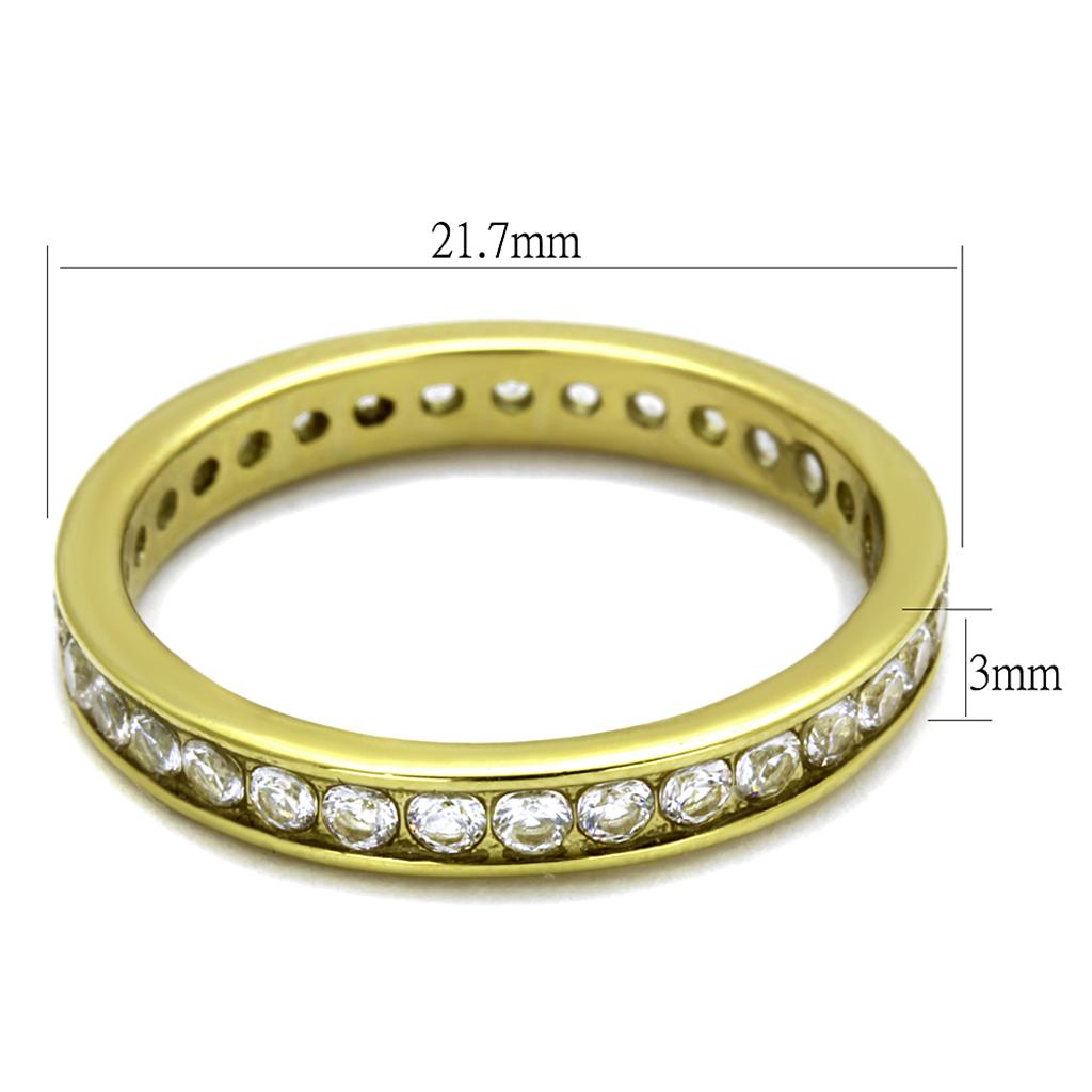 TK2343G - IP Gold(Ion Plating) Stainless Steel Ring with AAA Grade CZ  in Clear-1