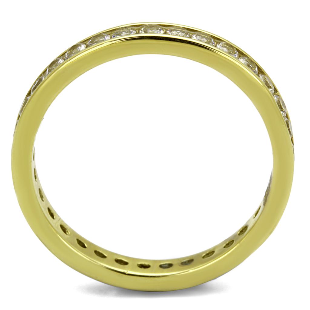 TK2343G - IP Gold(Ion Plating) Stainless Steel Ring with AAA Grade CZ  in Clear-2