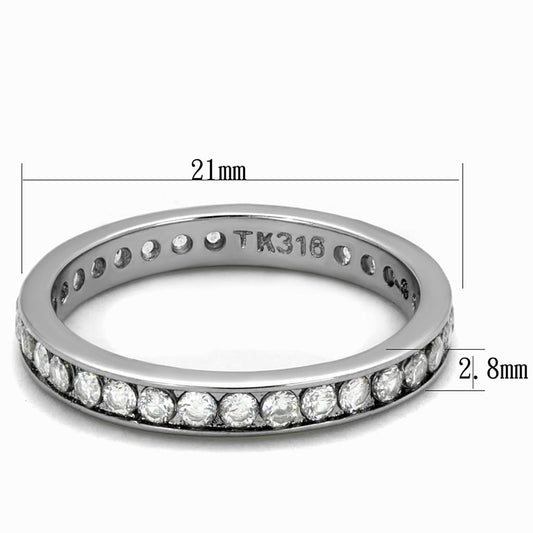 TK2343 - High polished (no plating) Stainless Steel Ring with AAA Grade CZ  in Clear-1