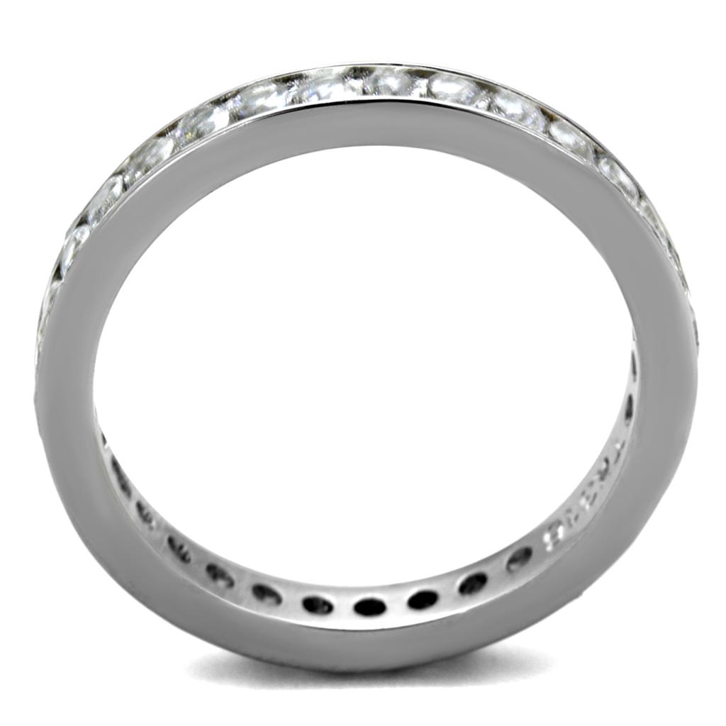 TK2343 - High polished (no plating) Stainless Steel Ring with AAA Grade CZ  in Clear-2